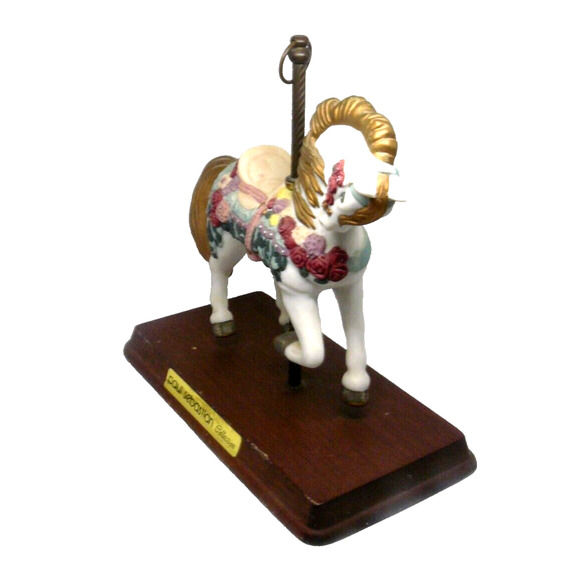 White Carousel Horse Gold Mane Paul Sebastian Bisque Porcelain 7” Tall VTG - Picture 3 of 6